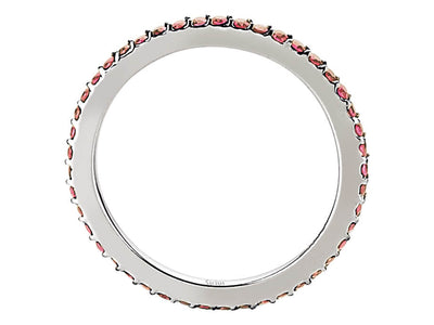 Feiner Eternity-Ring mit 42 runden Rubinsteinen in 14 Karat Weißgold