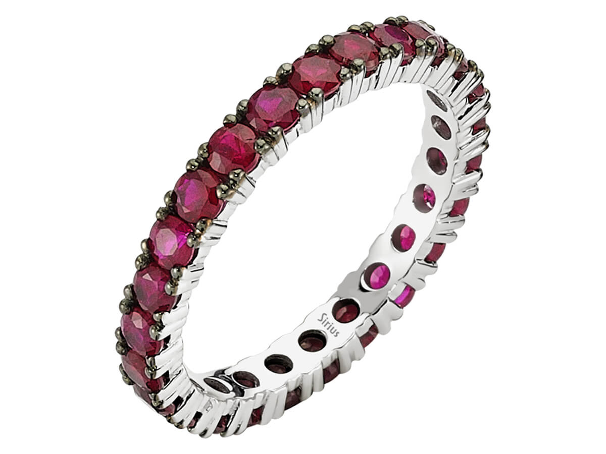 Ruby Bangle in 14-karat White Gold - Round-cut Rubies | Exclusive Jewelry - high-quality Jewelry from Rosy Lab Diamonds