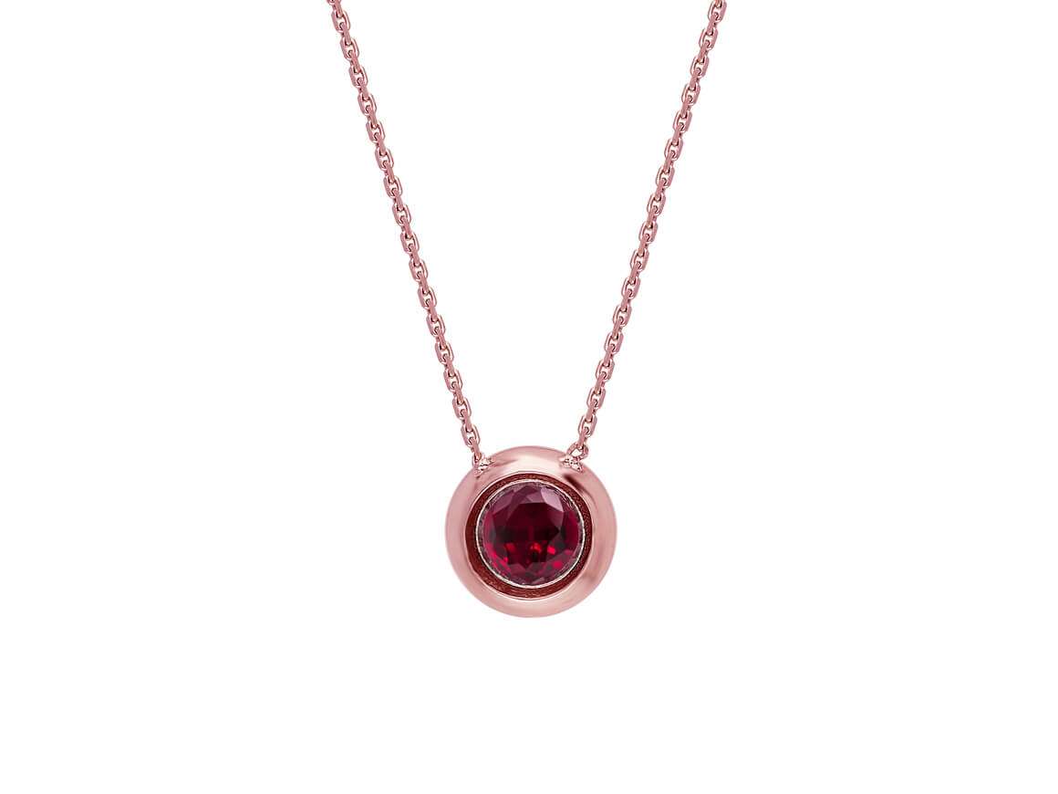 Collier solitaire Rubis 0,55 ct - Or Rose 14 K - Bijoux haut de gamme de Rosy Lab Diamonds