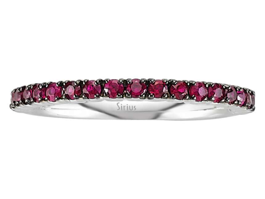 Elegant 14K White Gold ring with 19 rubies, 0.50 carats – high-quality Jewelry from Rosy Lab Diamonds