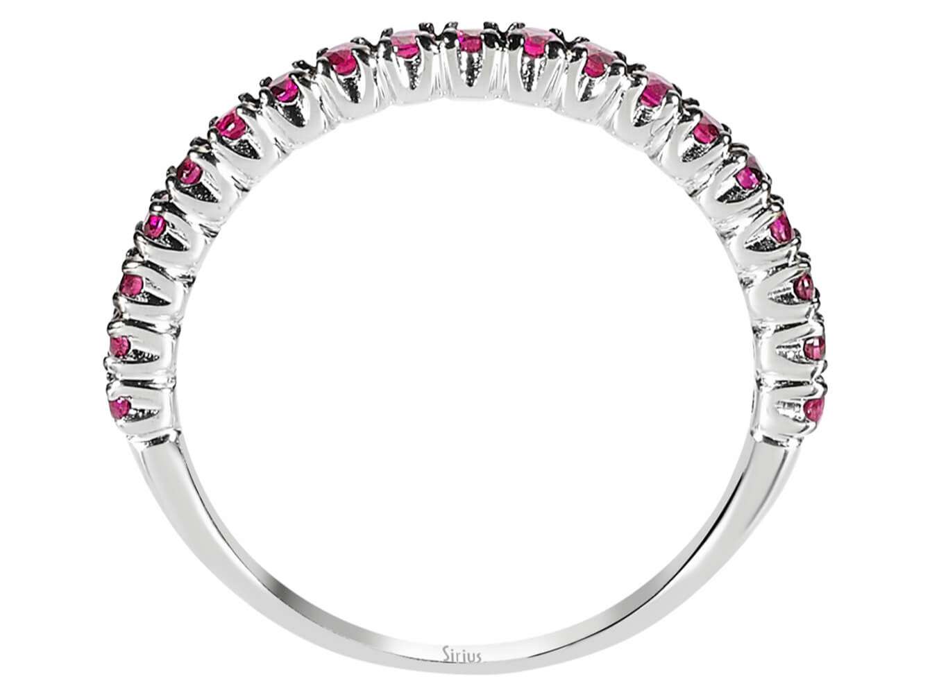 14K Weißgold Ring mit 19 Rubinen, rund, 0,50 Karat