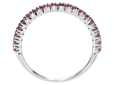 14K Weißgold Ring mit 19 Rubinen, rund, 0,50 Karat
