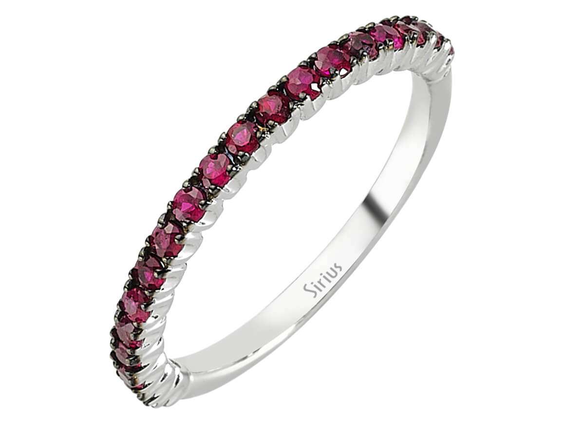 Elegant 14K White Gold ring with 19 rubies, 0.50 carats – high-quality Jewelry from Rosy Lab Diamonds