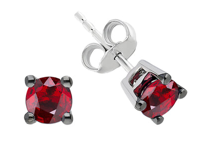 Clous d'oreilles solitaires avec 2 rubis en or blanc 585
