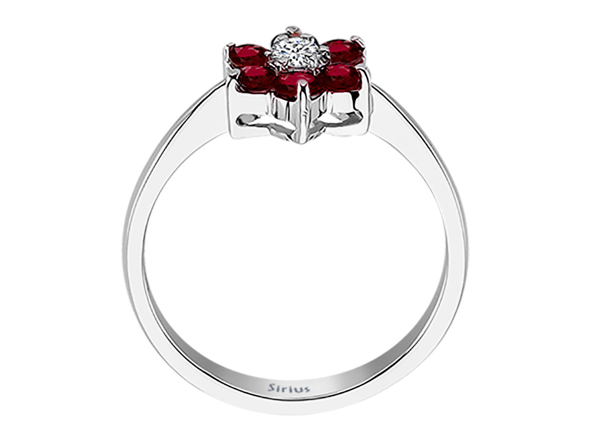 Yakut ve Pırlanta Çiçek Yüzük | 8K Altın - Rosy Lab Diamonds’tan yüksek kaliteli Mücevher