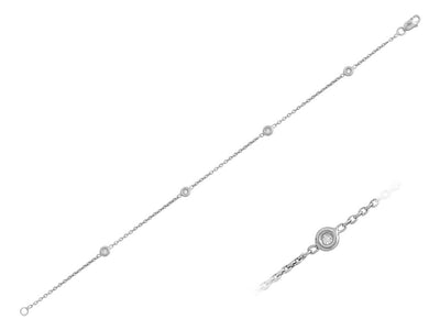 Zartes Weißgold-Armband mit 4 Diamanten in 14K