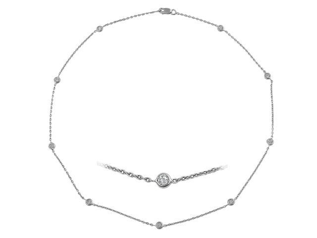 Collier délicat en or blanc avec 9 diamants – Bijoux 14 carats – Bijoux haut de gamme de Rosy Lab Diamonds