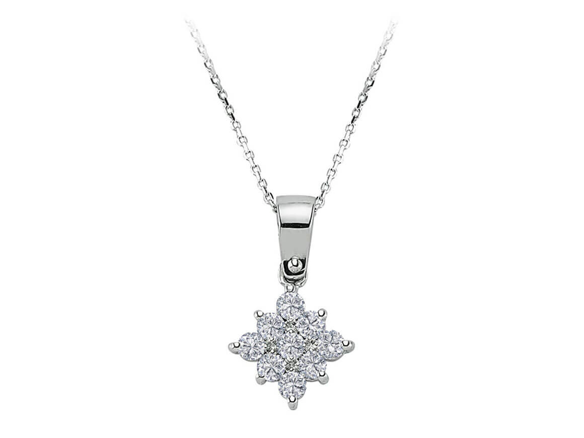 Zuhre Star Pendant with Diamonds - 14K White Gold - High-Quality Jewelry by Rosy Lab Diamonds