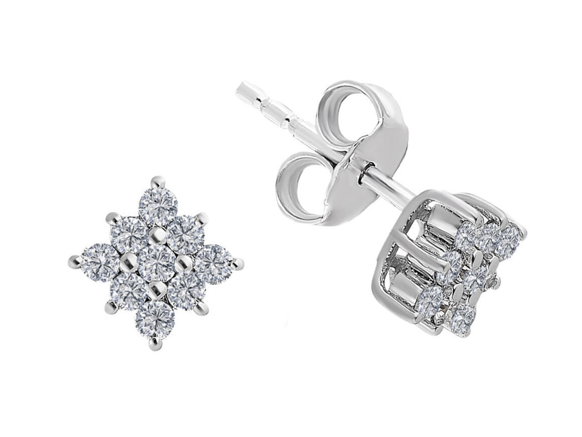 Star-shaped stud earrings with lab diamonds made of 585 white gold