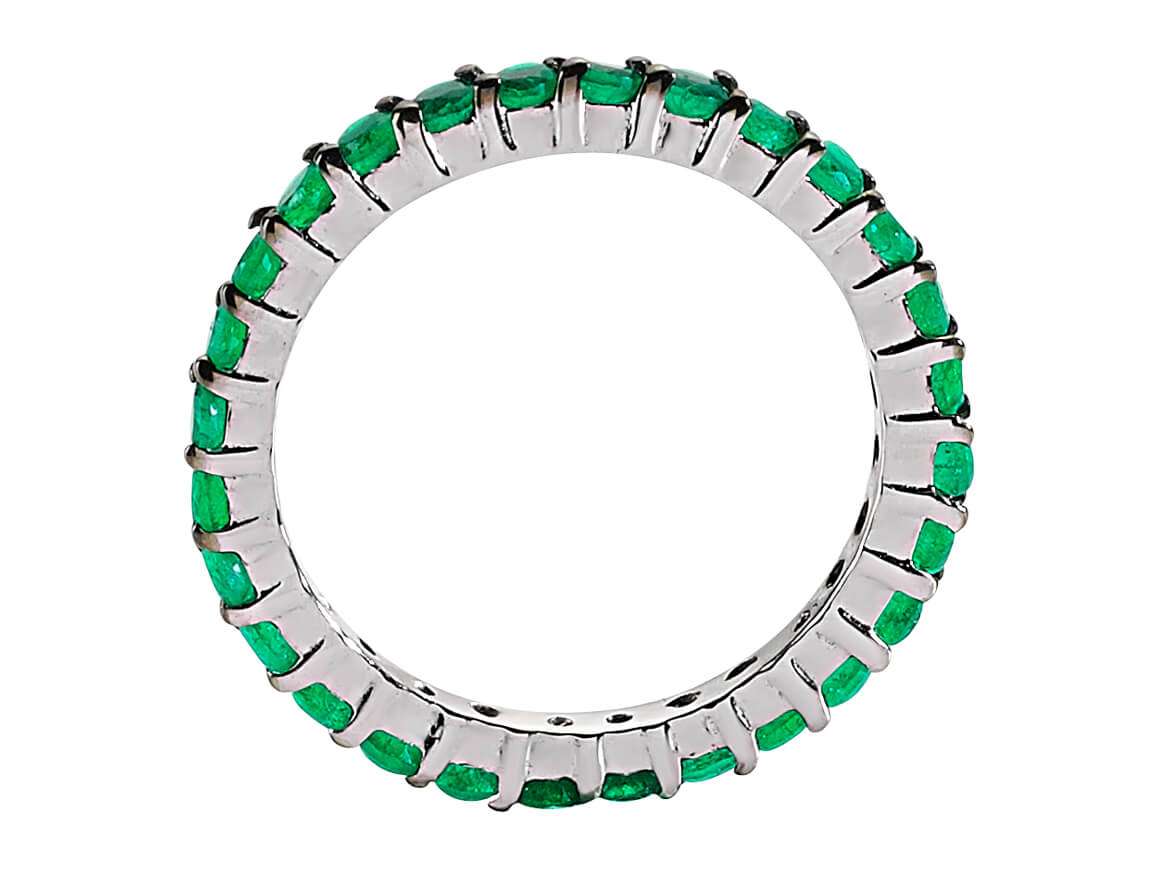 Eleganter Smaragd-Tamturring mit 28 Rundschliff Smaragden aus 14K Weißgold - hochwertiger Schmuck von Rosy Lab Diamonds