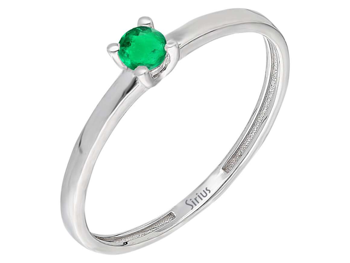 Zarter Ring mit Zümrüt – 0,12 ct – 14K Weißgold