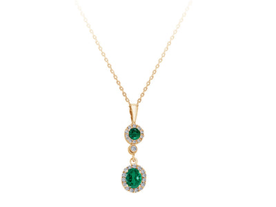 Pendentif Belladore avec émeraude et 26 diamants de laboratoire en or jaune 14 carats